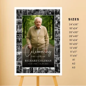 Celebration of life photo display Canva template