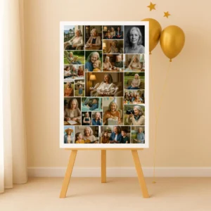 Editable 70th birthday photo collage Canva template