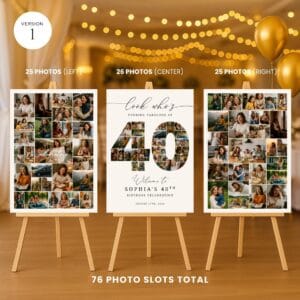 Fortieth Birthday Photo Display collage poster