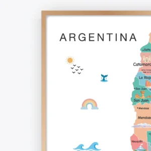 Argentina Map Printable, Illustrated Provinces and Capitals Map, Colorful Educational Geography Poster for Kids, Classroom Wall Art, Digital Download - Image 2