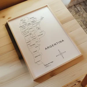 Minimalist Argentina geography poster with provinces