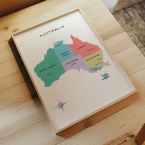 Australian capitals and states educational wall art