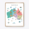 Australia Illustrated Map Printable with states and capital cities