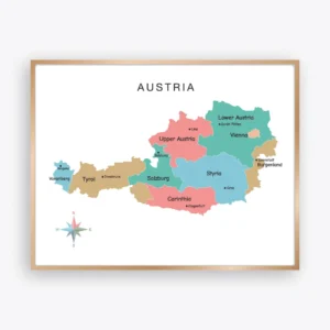 Austria Political Map Printable with states and capitals