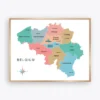 Belgium Political Map Printable with provinces and capital cities