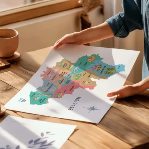 Belgium geography wall art for office and study room