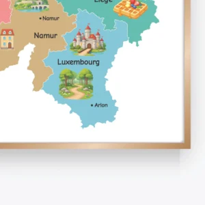 Belgium Illustrated Map Poster for homeschool learning