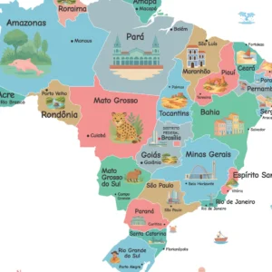 Brazil Illustrated Map for classroom learning