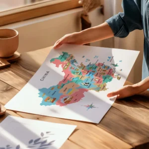 Illustrated China provinces map for students and teachers