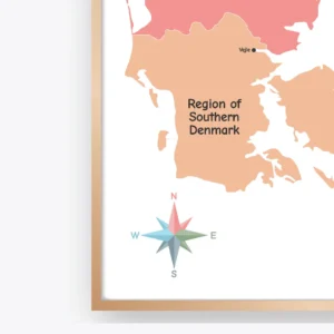 Educational Denmark map showing administrative regions