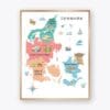 Illustrated Denmark Map with colorful administrative regions