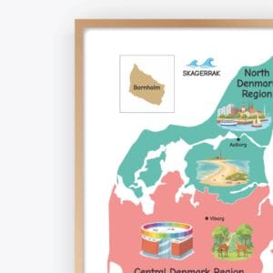 Colorful Denmark geography poster for classroom wall decor