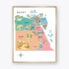 Egypt Illustrated Map with provinces cities and landmarks