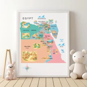 Colorful Egypt map printable for educational wall decor
