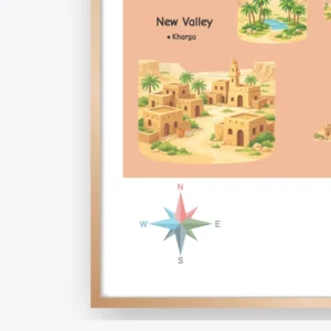 Egypt Illustrated Map with major cities and cultural icons
