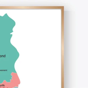 Finland regions map printable for educational learning