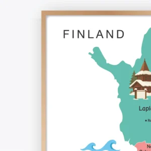 Colorful Finland map for kids classroom geography learning