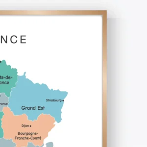 France geography poster with clearly labeled regions and cities