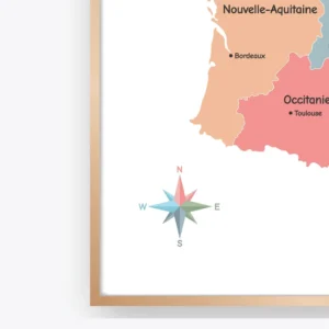 Detailed France political map printable for educational wall decor