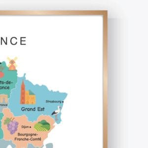 France Illustrated Map Poster with Regions and Landmarks, Colorful Educational Country Map for Kids, Classroom Geography Wall Art, Digital Download - Image 3