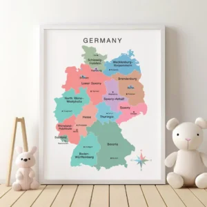 Germany political geography print for classroom wall display
