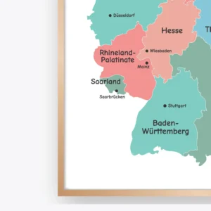 Germany federal states map printable for educational wall decor