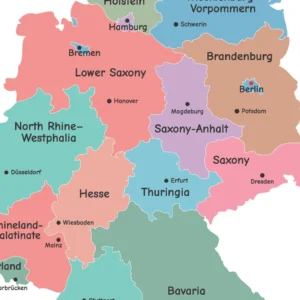 Detailed Germany map with states and major cities