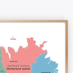 Iceland regions map with clearly labeled administrative areas