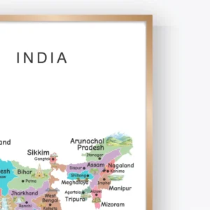 Colorful illustrated India geography poster for classroom decor