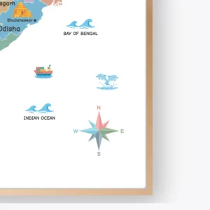 Educational country map of India with regional landmarks