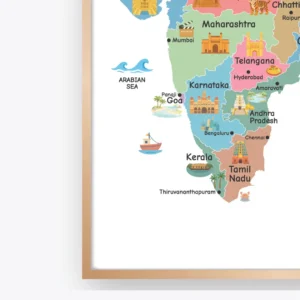 India Illustrated Map Poster for homeschool learning spaces