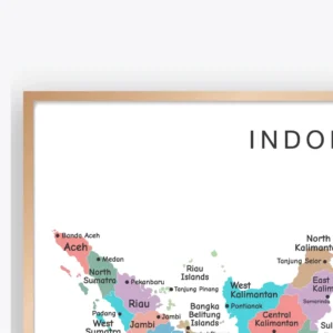 Colorful Indonesia provinces map for geography learning