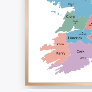 Ireland Political Map Poster for kids and student learning