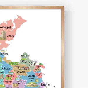 Ireland Illustrated Map Poster with Counties and Landmarks, Colorful Educational Country Map for Kids Classroom Geography Decor, Digital Download - Image 3
