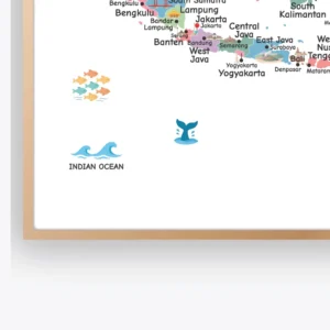 Indonesia Illustrated Map for classroom wall decor