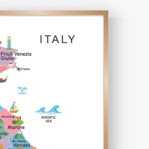 Educational Italy country map with major cities and landmarks