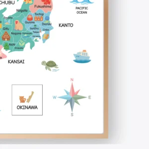 Japan prefectures and landmarks map for homeschool learning