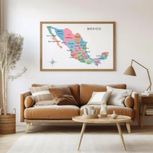 Detailed Mexico geography poster for study room decor