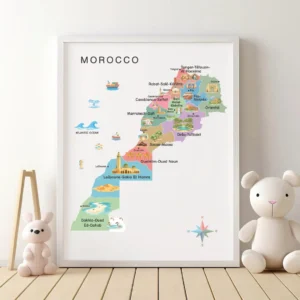 Educational illustrated map of Morocco for students