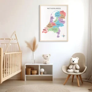 Political map of the Netherlands with regional divisions