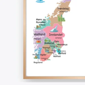 Norway travel map poster for homeschool geography