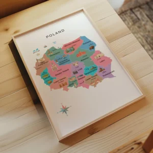 Poland regions and cities wall art for study spaces