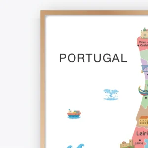 Illustrated Portugal geography map for children