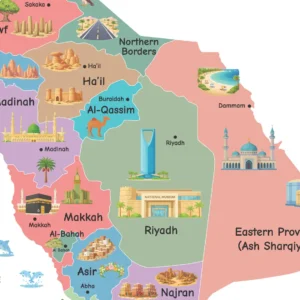 Illustrated Saudi Arabia geography wall art for children