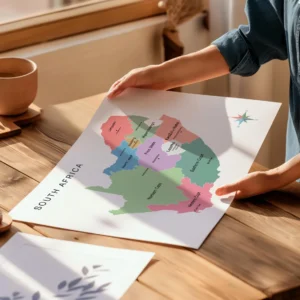 Educational South Africa map for classroom wall display