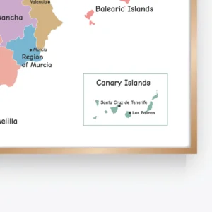 Printable Spain map with regional boundaries and capital cities