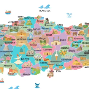 Printable Turkey map with provinces and regional details