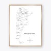 Argentina Map Printable with provinces and capital cities
