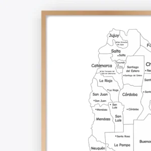 Black and white Argentina Map Printable for geography learning