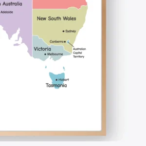Colorful Australia map wall art for kids and classrooms